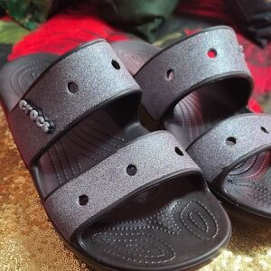 CROCS Glittery Black Mules